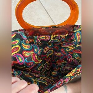 Colorful Paisley Women's Bag with Orange Handle